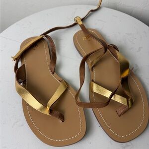 Zara Women's Gold Metallic Flat Sandals